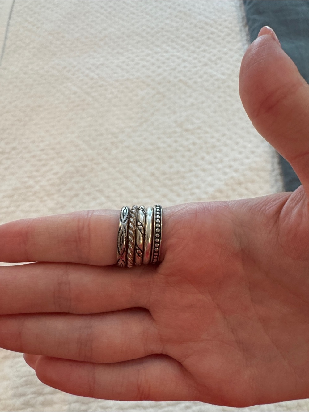 Stacked Silver Rings Set - Picture 3 of 4